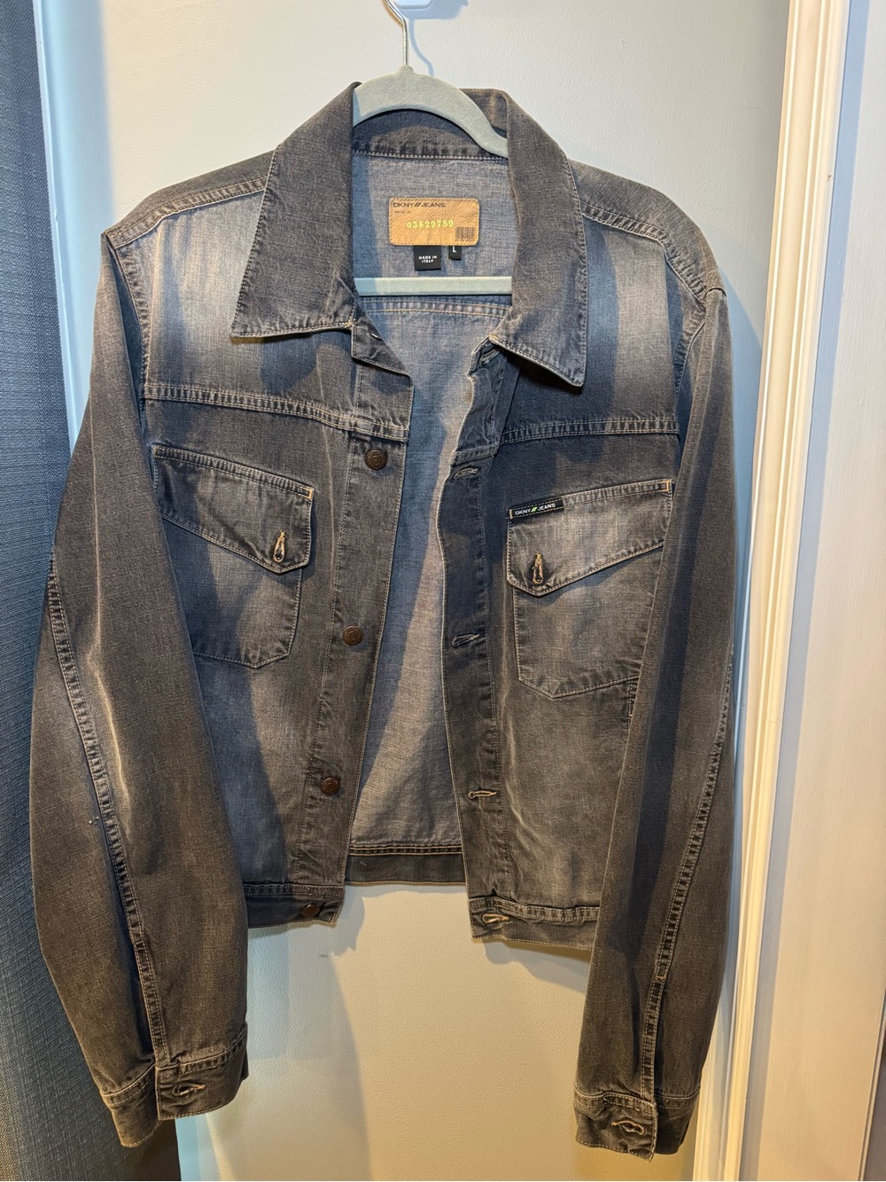 Vintage Men's DKNY Washed Black Denim Jacket